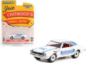 1967 Chevrolet Camaro White w/Blue Stripes "Joie Chitwoods Thrill Show" "Hobby Exclusive" 1/64 Diecast Model Car by Greenlight