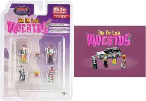 "Dia de los Muertos 2" 6 piece Diecast Set (4 Figures, 2 Masks) Limited Ed to 3600 pcs for 1/64 Scale Models by American Diorama