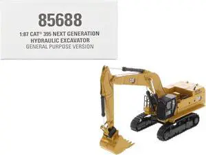 CAT Caterpillar 395 Next-Generation Hydraulic Excavator Yellow w/Tools "High Line Series" 1/87 Diecast Model by Diecast Masters