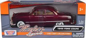 1949 Ford Coupe Burgundy 1/24 Diecast Model Car by Motormax