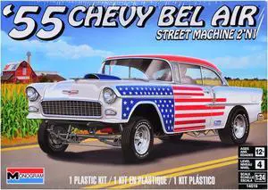 Level 4 Model Kit 1955 Chevrolet Bel Air Street Machine 2-in-1 Kit 1/24 Scale Model by Revell