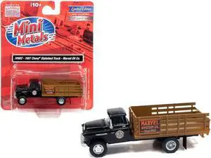 1957 Chevrolet Stakebed Truck Matt Black "Marvel Mystery Oil Co." 1/87 (HO) Scale Model Car by Classic Metal Works