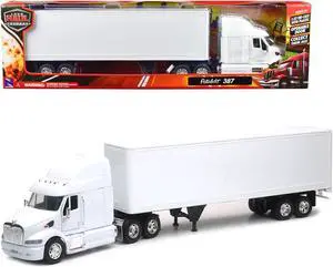 Peterbilt 387 Truck with Dry Goods Trailer White "Long Haul Truckers" Series 1/32 Diecast Model by New Ray