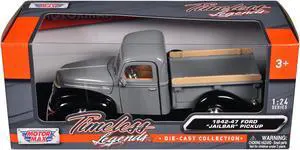1942-47 Ford "Jailbar" Pickup Truck Gray and Black "Timeless Legends" Series 1/24 Diecast Model Car by Motormax