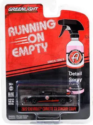 2022 Chevrolet Corvette C8 Stingray Coupe Black w/Red Stripes "Running on Empty" 1/64 Diecast Model Car by Greenlight