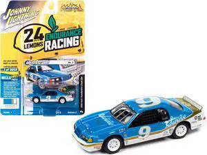 1986 Ford Thunderbird Stock Car #9 Bright Blue "Go-Po-Po-Go!" 24 Hours of Lemons 1/64 Diecast Model Car by Johnny Lightning