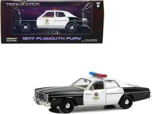 1977 Plymouth Fury Black and White "Metropolitan Police" "The Terminator" (1984) Movie 1/24 Diecast Model Car by Greenlight