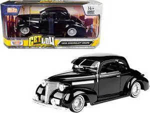 1939 Chevrolet Coupe Lowrider Black "Get Low" Series 1/24 Diecast Model Car by Motormax
