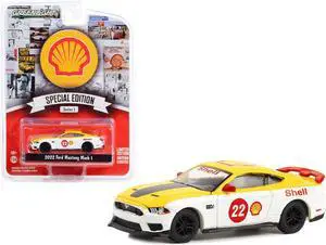 2022 Ford Mustang Mach 1 #22 Yellow & White "Shell Racing" "Shell Oil Special Ed" Series 1 1/64 Diecast Model Car by Greenlight