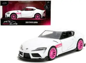 2020 Toyota Supra White Metallic with Pink Wheels "Pink Slips" Series 1/32 Diecast Model Car by Jada