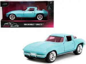 1966 Chevrolet Corvette Light Blue with Pink Tinted Windows "Pink Slips" Series 1/32 Diecast Model Car by Jada