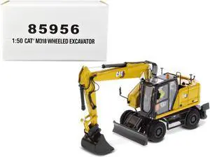 CAT Caterpillar M318 Wheeled Excavator Yellow with Operator "High Line" Series 1/50 Diecast Model by Diecast Masters