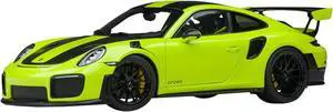 Porsche 911 (991.2) GT2 RS Weissach Package Acid Green with Carbon Stripes 1/18 Model Car by Autoart