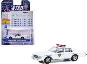 1989 Chevrolet Caprice "NYPD" White with NYPD Squad Number Decal Sheet "Hobby Exclusive" 1/64 Diecast Model Car by Greenlight