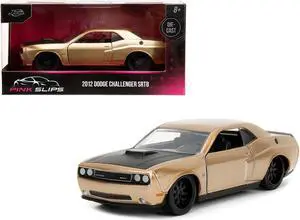 2012 Dodge Challenger SRT8 Gold Metallic with Black Hood "Pink Slips" Series 1/32 Diecast Model Car by Jada