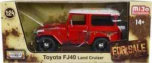 Toyota FJ40 Land Cruiser Red with White Top (Rusted Version) "For Sale" Series 1/24 Diecast Model Car by Motormax