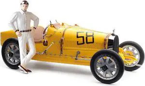 Bugatti T35 #58 Grand Prix Yellow Livery w/a Female Racer Figurine Ltd Ed to 600 pcs Worldwide 1/18 Diecast Model by CMC