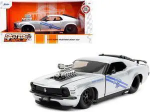 1970 Ford Mustang Boss 429 Silver Metallic "Highway Drag - Drag Trooper" "Bigtime Muscle" Series 1/24 Diecast Model Car by Jada