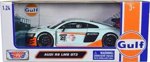 Audi R8 LMS GT3 #28 Light Blue with Orange Stripes "Gulf Oil" "Gulf Die-Cast Collection" 1/24 Diecast Model Car by Motormax