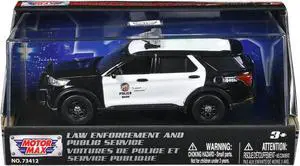 2022 Ford Police Interceptor Utility Black & White "Law Enforcement & Public Service" Series 1/43 Diecast Model Car by Motormax