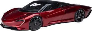 McLaren Speedtail Volcano Red Metallic with Black Top and Suitcase Accessories 1/18 Model Car by Autoart