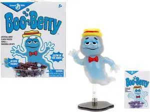 Boo Berry 3.5" Moveable Glow-in-the-Dark Figure with Stand and Cereal Box "Monster Cereals" 1/12 Scale Model by Jada