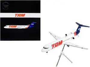 Fokker F100 Commercial Aircraft "TAM Linhas Aereas" White with Blue Tail "Gemini 200" 1/200 Diecast Model Airplane by GeminiJets