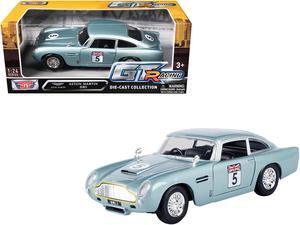 Aston Martin DB5 RHD (Right Hand Drive) #5 Light Blue Metallic "GT Racing" Series 1/24 Die Cast Model Car by Motormax