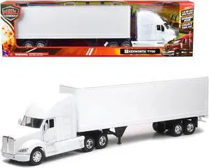 Kenworth T700 Truck with Dry Goods Trailer White "Long Haul Truckers" Series 1/32 Diecast Model by New Ray