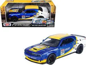 2018 Dodge Challenger SRT Hellcat Widebody #284 Blue Met & White w/Graphics "GT Racing" 1/24 Die Cast Model Car by Motormax