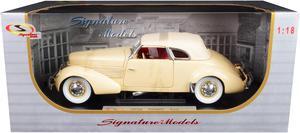 1936 Cord 810 Coupe Yellow with Cream Top and Red Interior 1/18 Diecast Model Car by Signature Models