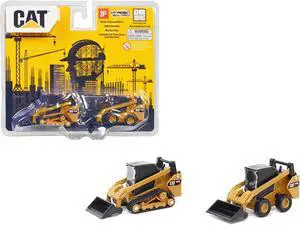 CAT Caterpillar 272D2 Skid Steer Loader Yellow & CAT 297D2 Compact Track Loader Set 1/64 Diecast Models by Diecast Masters