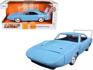 1969 Dodge Charger Daytona Light Blue with White "Bigtime Muscle" Series 1/24 Diecast Model Car by Jada