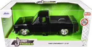 1985 Chevrolet C-10 Pickup Truck Black with Minilite Wheels "Just Trucks" Series 1/24 Diecast Model Car by Jada