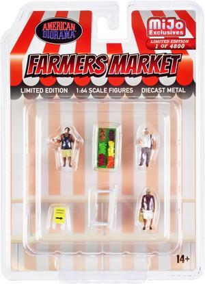 "Farmers Market" 6 piece Diecast Set (3 Figures and 3 Accessories) Ltd Ed to 4800 pcs for 1/64 Scale Models by American Diorama