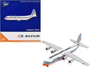 Lockheed L-100-30 Commercial Aircraft "Safair" White with Blue and Orange Stripes 1/400 Diecast Model Airplane by GeminiJets