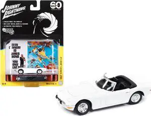 1967 Toyota 2000 GT Conv. RHD White 007 (James Bond) (1967) Movie w/Tin Display 1/64 Diecast Model Car by Johnny Lightning