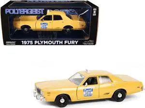 1975 Plymouth Fury Taxi "Crescent Cab Co." Yellow "Poltergeist" (1982) Movie "Hollywood" 1/24 Die Cast Model Car by Greenlight