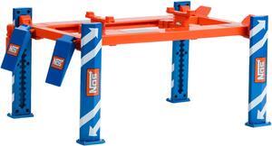 Adjustable Four Post Lift "NOS Nitrous Oxide Systems" Blue and Orange for 1/18 Scale Model Cars by Greenlight