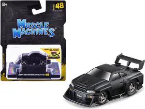 1999 Nissan Skyline GT-R (R34) #5 "Liberty Walk" Matt Black 1/64 Diecast Model Car by Muscle Machines
