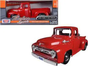 1956 Ford F-100 Pickup Red 1/24 Diecast Model Car by Motormax