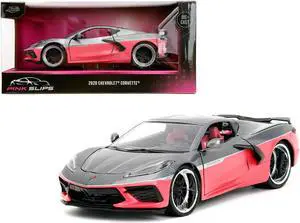 2020 Chevrolet Corvette Gray Metallic and Pink "Pink Slips" Series 1/24 Diecast Model Car by Jada