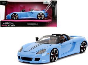 Porsche Carrera GT Convertible Blue with Black Stripes "Pink Slips" Series 1/24 Diecast Model Car by Jada