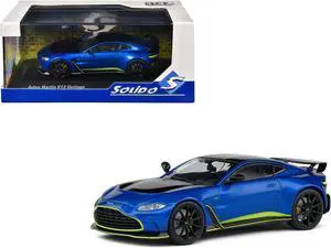 Aston Martin V12 Vantage Blue Metallic with Black Hood and Top 1/43 Die Cast Model Car by Solido