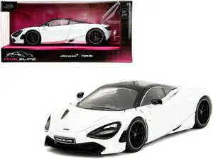 McLaren 720S White Metallic with Black Top "Pink Slips" Series 1/24 Diecast Model Car by Jada