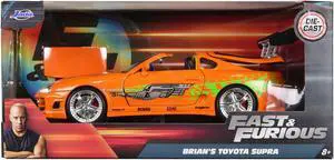 Brian's Toyota Supra Orange with Graphics "Fast & Furious" Movie 1/24 Diecast Model Car by Jada