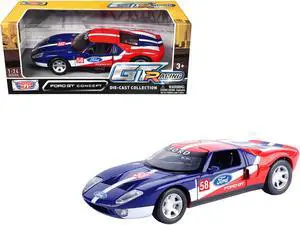 Ford GT Concept #58 Blue and Red with White Stripes "GT Racing" Series 1/24 Die Cast Model Car by Motormax