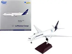 Boeing 777F Commercial Aircraft White w/Blue Tail "Gemini 200 - Interactive" Series 1/200 Diecast Model Airplane by GeminiJets
