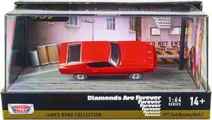 1971 Ford Mustang Mach 1 Red James Bond 007 "Diamonds are Forever" (1971) Movie with Display 1/64 Diecast Model Car by Motormax