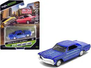 1965 Buick Riviera Candy Blue with Graphics "Lowriders" "Maisto Design" Series 1/64 Diecast Model Car by Maisto